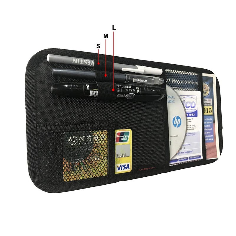 ZugGear Car Sun Visor Organizer, Auto Visor Holder Interior Accessories Pocket Organizer - Car Registration Holder Document Storage Pouch Pen Holder - Black - Image 2